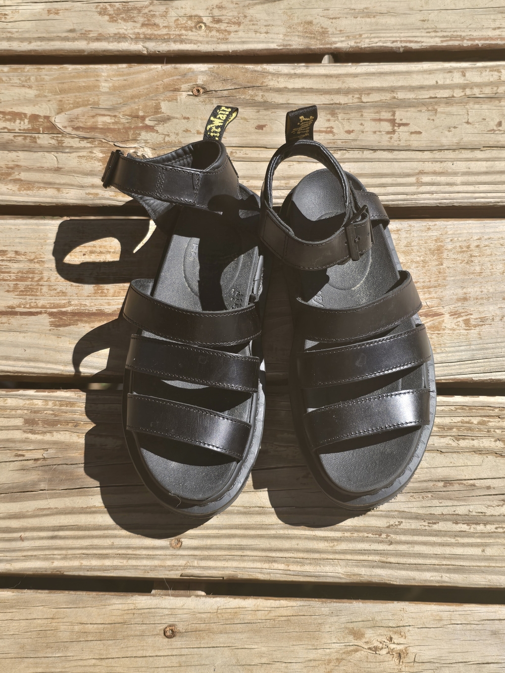 Dr. Martens Blaire Black Triple-Strap Leather Gladiator Sandals